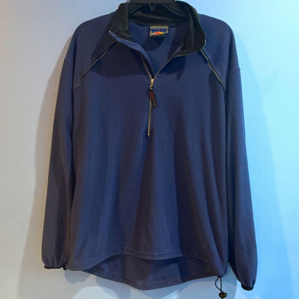 Peak Run Men's Blue XL 1/4 Zip Polyester Knit Sweatshirt Adjustable Waist